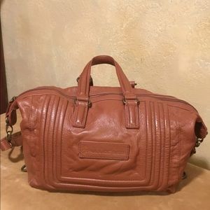 Paul and Joe sisters brown pebbled leather satchel handbag